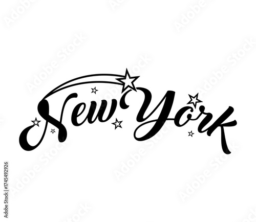 New york calligraphy slogan. Varsity athletic vintage for t shirt. New york badge tee shirt graphics, urban print. Vector illustration.