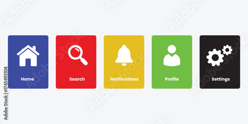 Web Icons Array: A row of vibrant, user-friendly web icons provides intuitive navigation, featuring essential functions within square-shaped buttons.