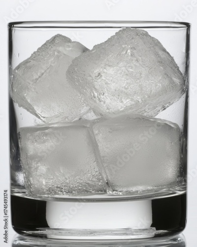 Close-Up of Ice Cubes in a Glass: Refreshing and Cool Beverage Concept