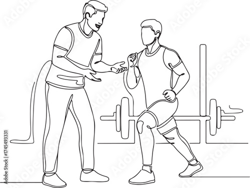 Personal trainer assisting client with workout