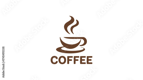 Simple coffee cup logo with steam and text for cafes and beverage brands