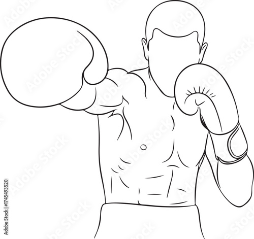 Boxer in fighting stance on white background