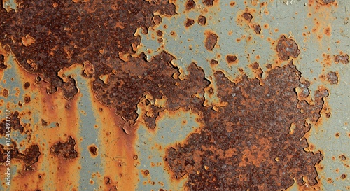 aged rusty metal texture, corroded surface, flaking paint, oxidation stains, high-detail PBR material
