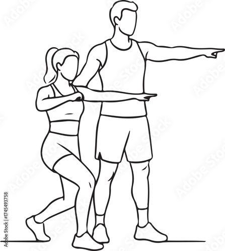 Couple exercising with hula hoop isolated