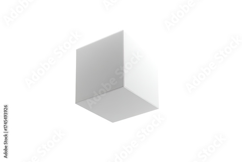 3D white cube, slightly angled