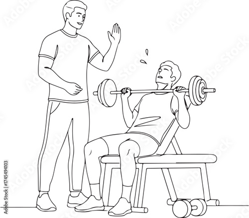 Personal trainer guiding weightlifting session