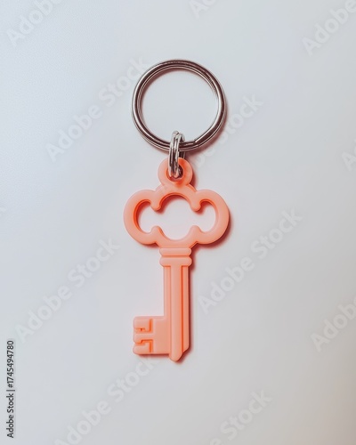 Minimalist Pink Keychain with Cloud Design on White Background