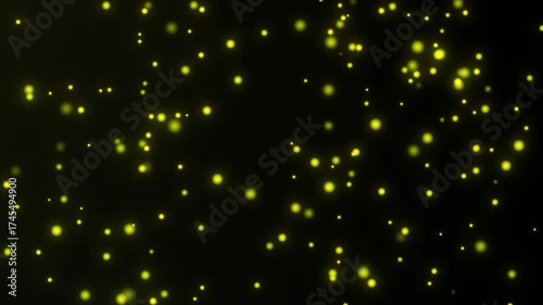 Vibrant Yellow and Green Glowing Particles Background with Dynamic Motion Effects, Ideal for Creative Visual Projects and Digital Media Designs