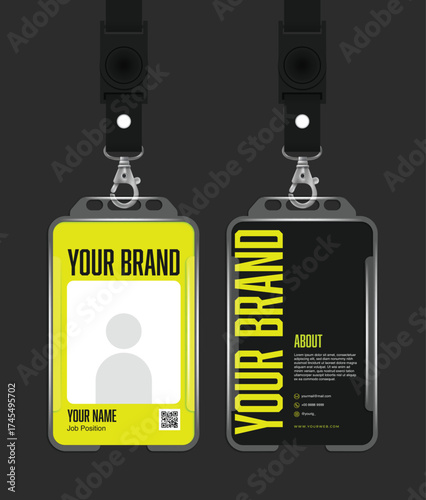 Editable Id Card Design. Corporate company employee Id card. Event Id card. identity card. black and yellow
