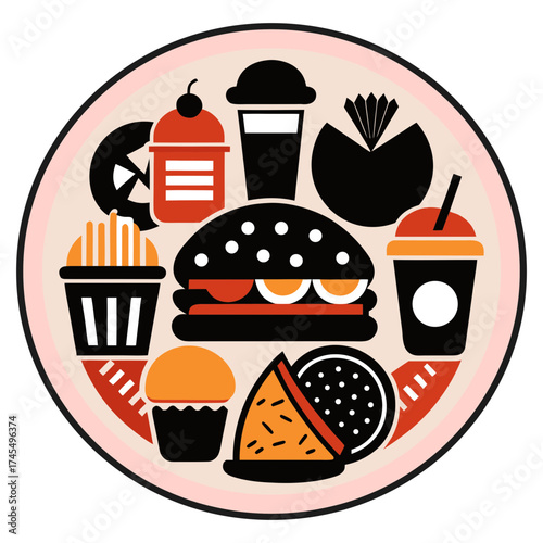 fast food icon set