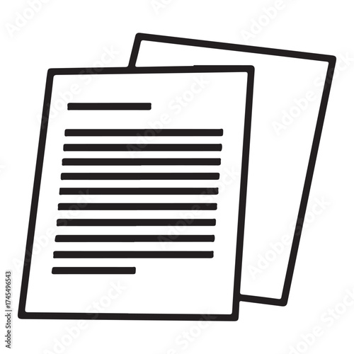 Two documents with lines of text, one slightly behind the other