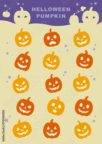 畑に転がるハロウィンパンプキン イラストセット（クラシックカラー）