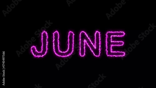 Vibrant Neon Light Text Animation — Glowing June Typography Motion Effect for Creative Visuals