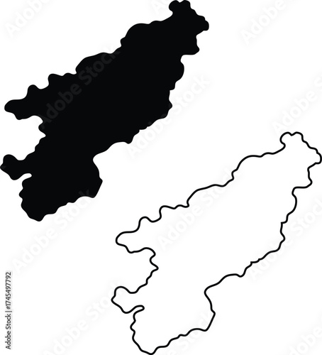 A clear visual demonstrates a geographical region with both its filled shape and detailed outer line