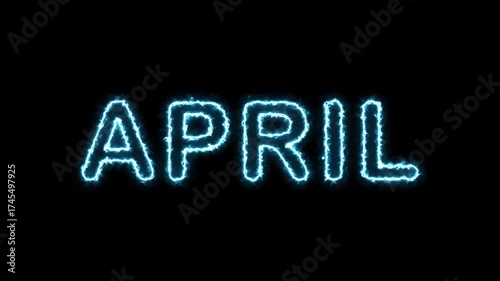 Blue Neon April Text Animation – Glowing Light Typography Loop for Creative Backgrounds