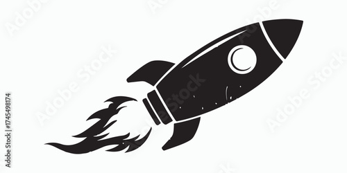 Soaring Ambition: A sleek, retro-style rocket ship propels upwards, leaving a trail of smoke, symbolizing innovation, aspiration, and the journey towards new horizons.