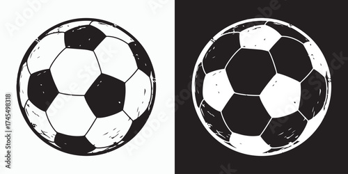 Soccer Ball Duet: A black and white soccer ball on a background, an artistic design showcasing the iconic sports equipment.