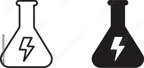 Lightning bolt in erlenmeyer flask vector illustration for science and energy concepts
