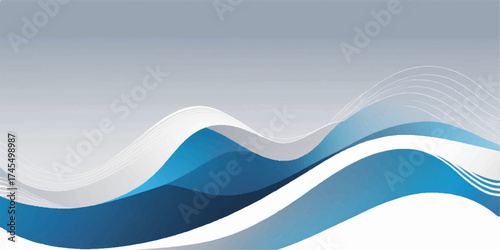 Abstract blue wave background illustration with vector lines and curve flow pattern for sea water design concept