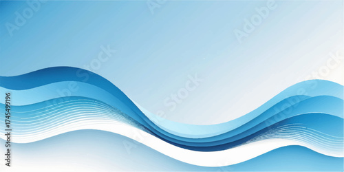 Abstract blue wave vector background design with flowing lines and light for web and business illustration