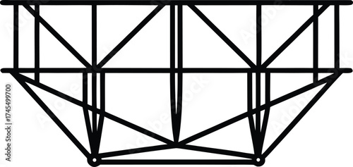 Outline of a complex geometric airplane fuselage structure on white engineering