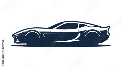 Sleek dark sports car silhouette side profile graphic design for automotive enthusiasts