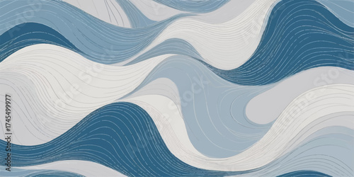 Abstract blue wave vector design with wavy lines for backgrounds or wallpaper illustration