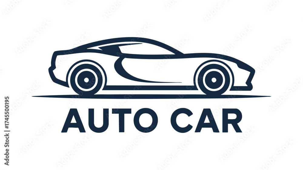 Fototapeta premium Sleek white sports car silhouette logo design for auto businesses
