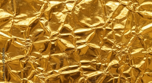 gold foil texture, crumpled metallic surface, reflective highlights, luxurious holiday tone.
