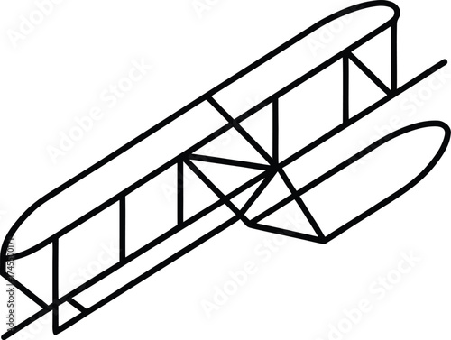 Stylized outline of an early airplane design on white background aircraft aviation