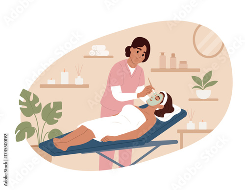 Cosmetologist or dermatologist makes cosmetic procedures. SPA procedures, fight against wrinkles. Acne skin problem concept.