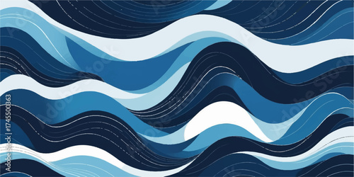 A seamless vector illustration of an abstract blue wave pattern resembling the ocean or sea water texture for a backdrop design