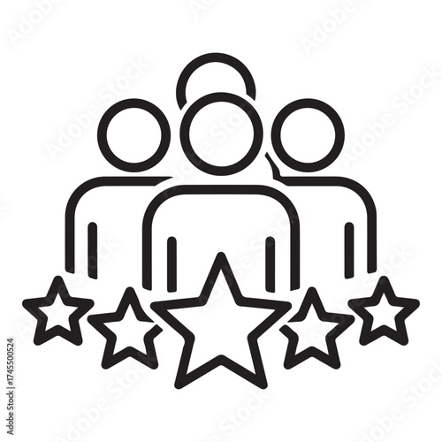 Group of people with stars, representing success, achievement, and recognition