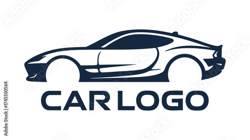 Sleek sports car logo silhouette with bold text suitable for automotive brands