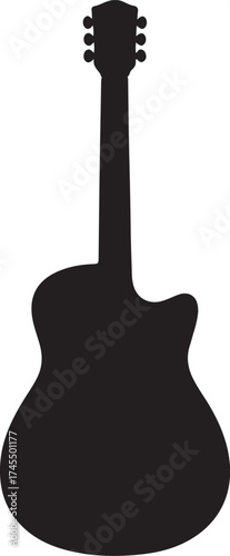 Acoustic guitar silhouette simple clean icon musical instrument symbol for music lovers and concerts classic design element