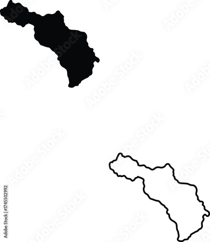 Black silhouette and outline illustrations showcase the geographic shape of the Samara Oblast region