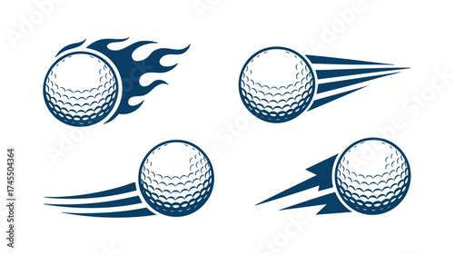 Dynamic golf ball emblems four fast moving golf ball designs with motion trails