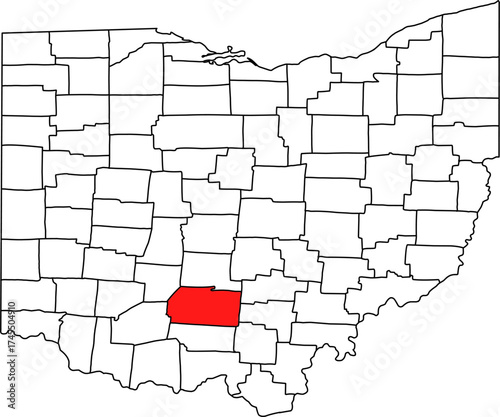Detailed vector map of Ohio highlighting Ross County, a south-central territory featuring Chillicothe, the state's first capital, and major ancient Native American sites.

