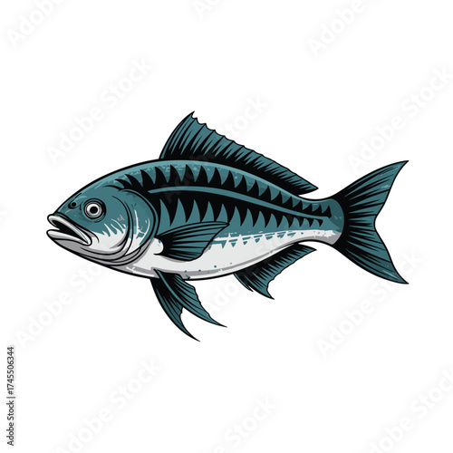 Freshwater Perch Fish T-shirt Design with Striking Scales