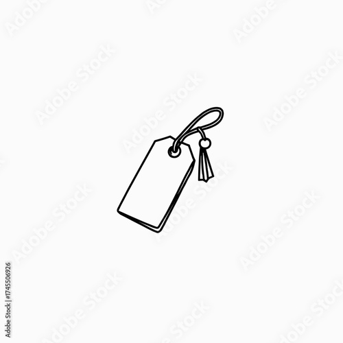 Blank price tag with string and tassel for labeling items  