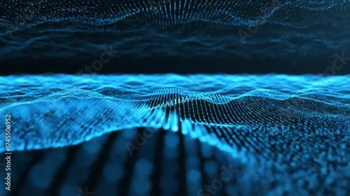 Wallpaper Mural Abstract Cybernetic Landscape, Dynamic Waves of Digital Data Flowing Torontodigital.ca