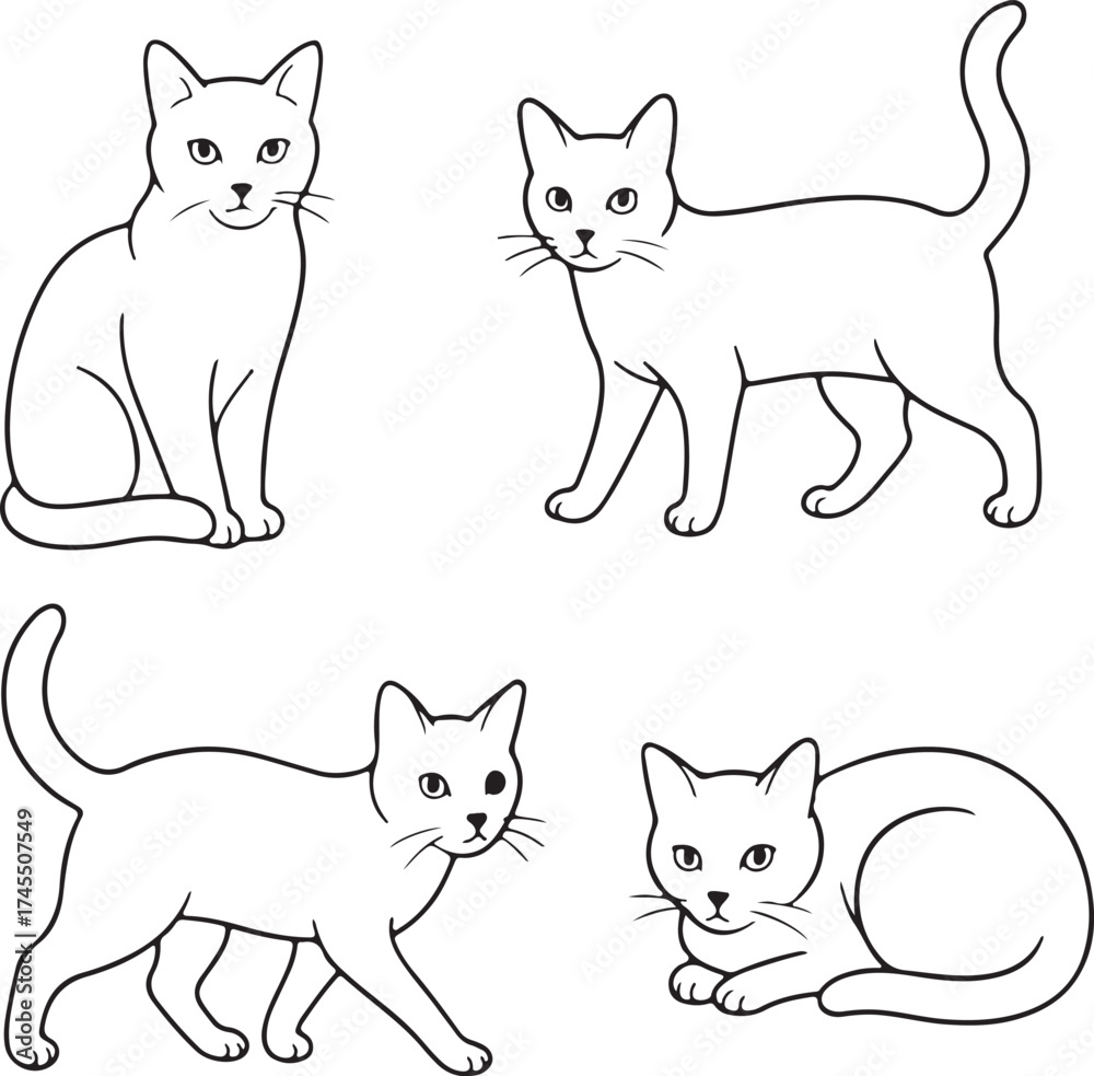 Obraz premium Line art cats vector