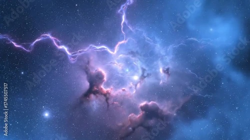 Wallpaper Mural Celestial Symphony, Mesmerizing Nebula with Electric Storm in Deep Space Torontodigital.ca