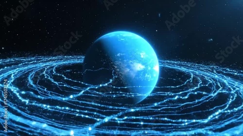 Wallpaper Mural Mystic Planet, Ethereal Rings of Energy Flowing in Cosmic Space Torontodigital.ca