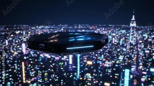 Wallpaper Mural Futuristic drone soaring through metropolis at twilight ambiance Torontodigital.ca