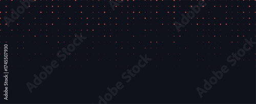 Star Night Background With Red Coral Sparkle On Dark Sky, Minimal Copy Space Banner For Party, Event, Web And Social Designs. Modern Elegant Cosmic Texture. Vector Illustration