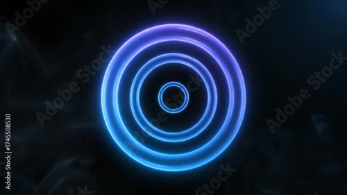 Wallpaper Mural Abstract Neon Rings Animation, Portal Effect with Smoky Ambiance Torontodigital.ca