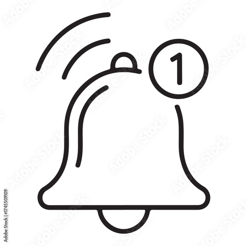 Bell notification icon with a number one badge