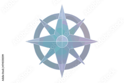 Stylized compass rose symbol with soft gradient colors representing navigation and direction