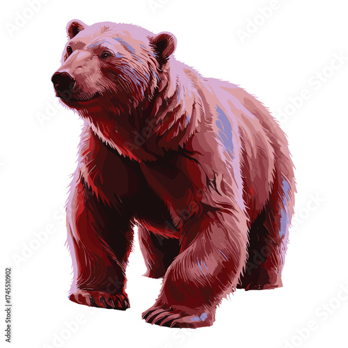 T-shirt Design illustration walking brown bear in full stride